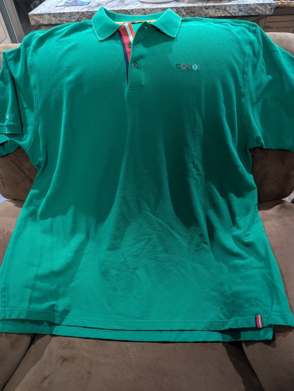 Vintage Coogi Shirt Men’s Size 4XL Green Short Sleeve Polo Google Style Logo